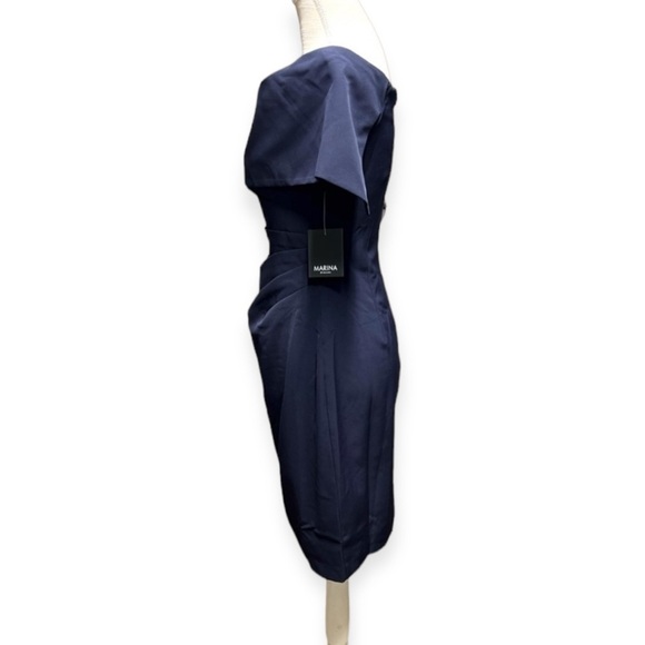 MARINA Navy Off-Shoulder Mini Dress - Picture 4 of 11
